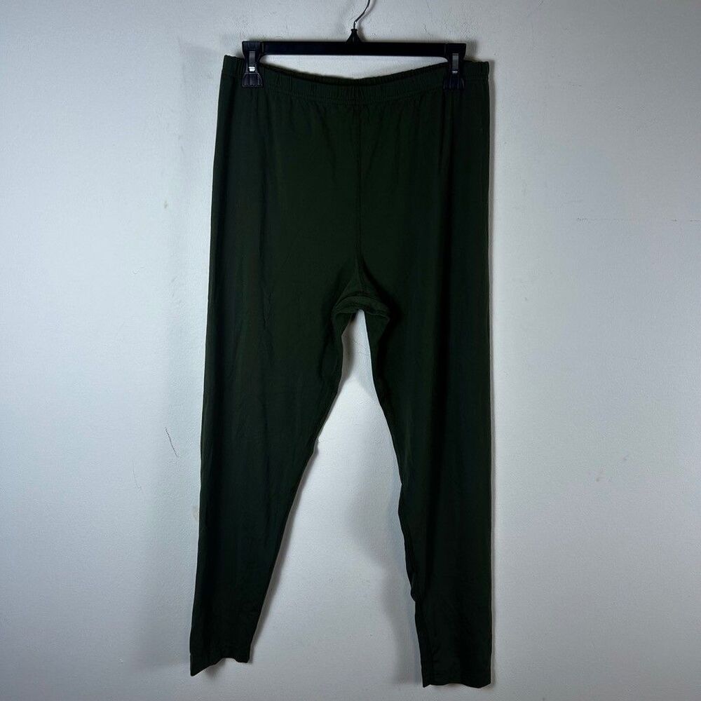 LL Bean Outdoors Leggings Womens Large Green Supplex Nylon Lycra Active Pants